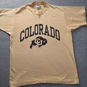 Vintage Colorado Buffaloes CU Fruit of the Loom T-Shirt Large Yellow 90s NCAA